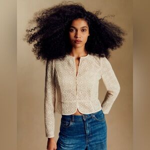 Sezane Alwane Shirt Plain Ecru Guipure - Size 6